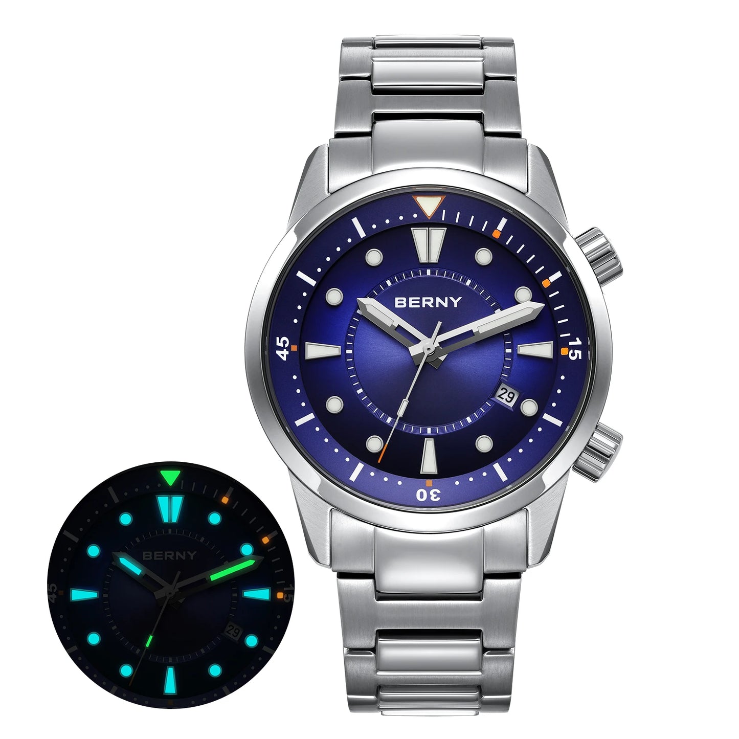 BERNY 20ATM Automatic Diver's Watch with Sapphire Crystal