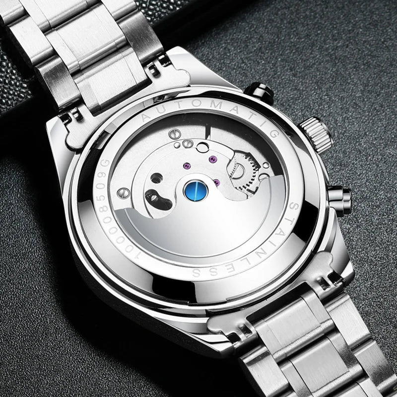 Guanqin relógios masculinos de luxo relógio mecânico automático turbilhão luminoso mineral 30m à prova dwaterproof água negócios lazer relógio de pulso