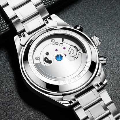 Guanqin relógios masculinos de luxo relógio mecânico automático turbilhão luminoso mineral 30m à prova dwaterproof água negócios lazer relógio de pulso