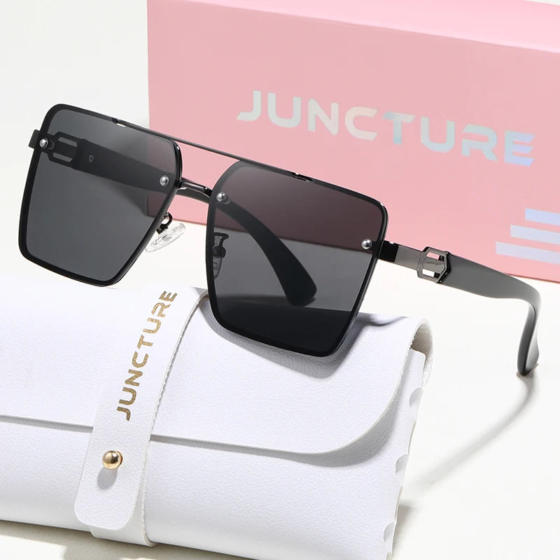 Juncture moda duplo feixe óculos de sol feminino piloto óculos de sol grande quadro gradiente senhora festa presentes do feriado óculos de sol para mulher