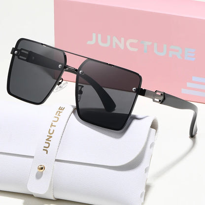 Juncture moda duplo feixe óculos de sol feminino piloto óculos de sol grande quadro gradiente senhora festa presentes do feriado óculos de sol para mulher