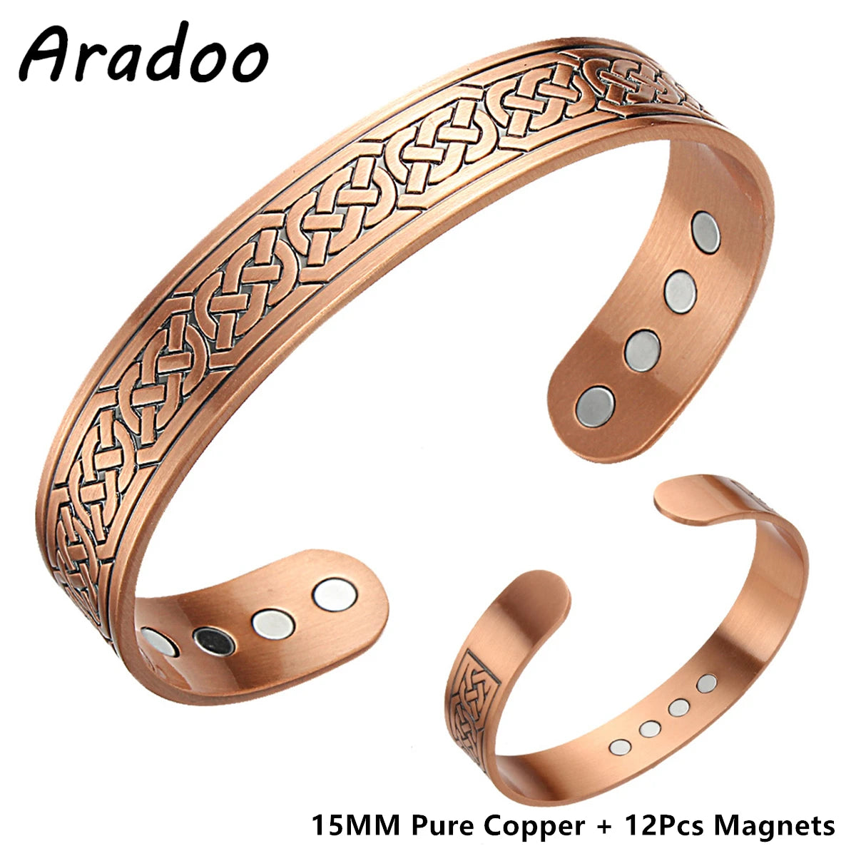 ARADOO Copper Magnetic Bracelets for Men Women with Neodymium Magnets Tree of Life Pure Copper Cuff Bangle Jewelry Gift