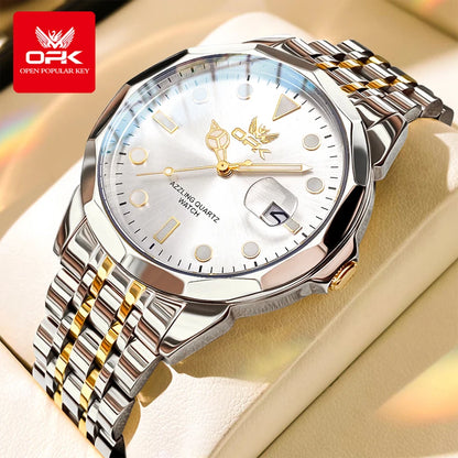 OPK Gold Stainless Steel Waterproof Men's Watch
