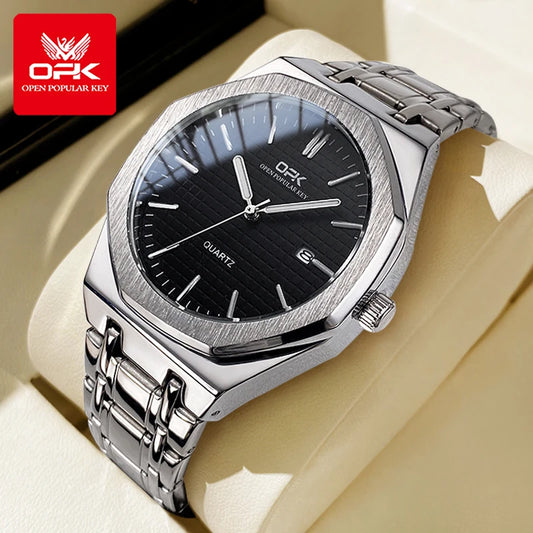 OPK 8139 Mens Watch Original Waterproof Luminous Automatic Watch Quartz Watches For Men Wristwatch Stainless steel reloj hombre