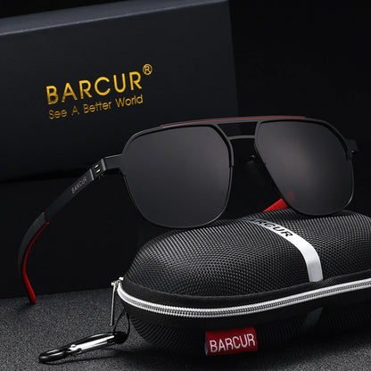 BARCUR Original Brand Designer Sunglasses for Men Polarized Fashion Square Sun Glasses Shades UV400 Eyewear Oculos Gafas De Sol