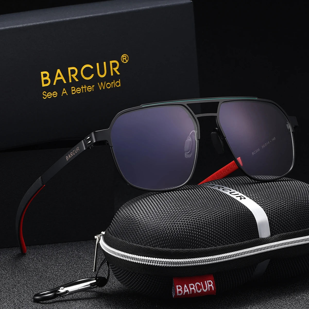BARCUR Original Brand Designer Sunglasses for Men Polarized Fashion Square Sun Glasses Shades UV400 Eyewear Oculos Gafas De Sol