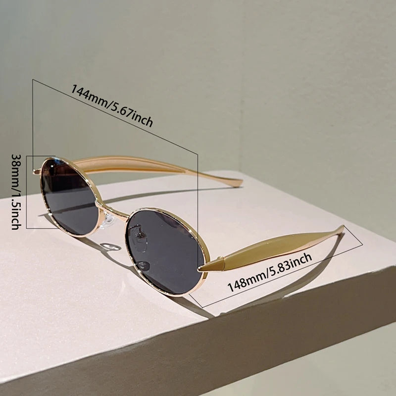 Kammpt vintage oval óculos de sol feminino moda retro ao ar livre casual tons masculino 2025 novo na moda design da marca decoração óculos de sol