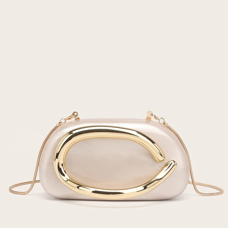 Elegant Acrylic Clutch with Metal Handle