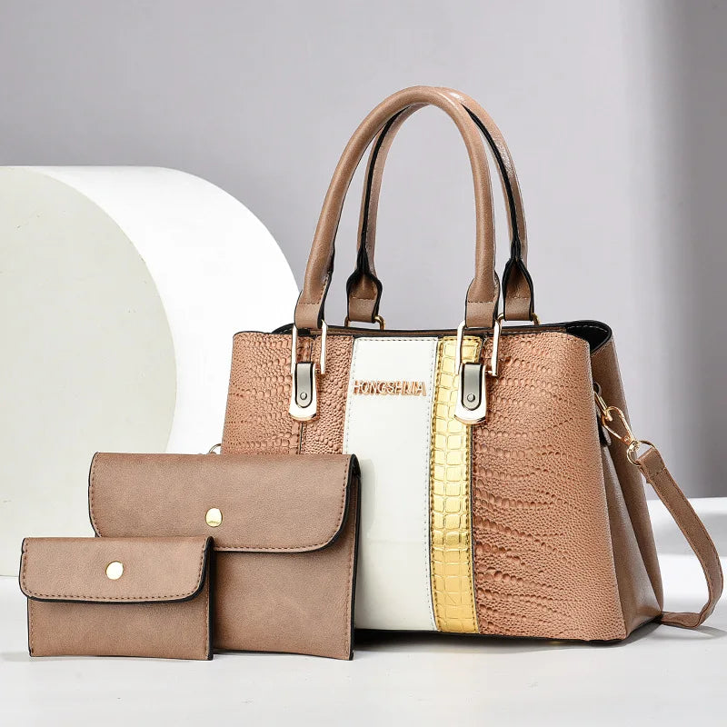 3 pçs/set bolsas de luxo carteira feminina moda crossbody saco grande capacidade tote para mães avós sacos embreagem