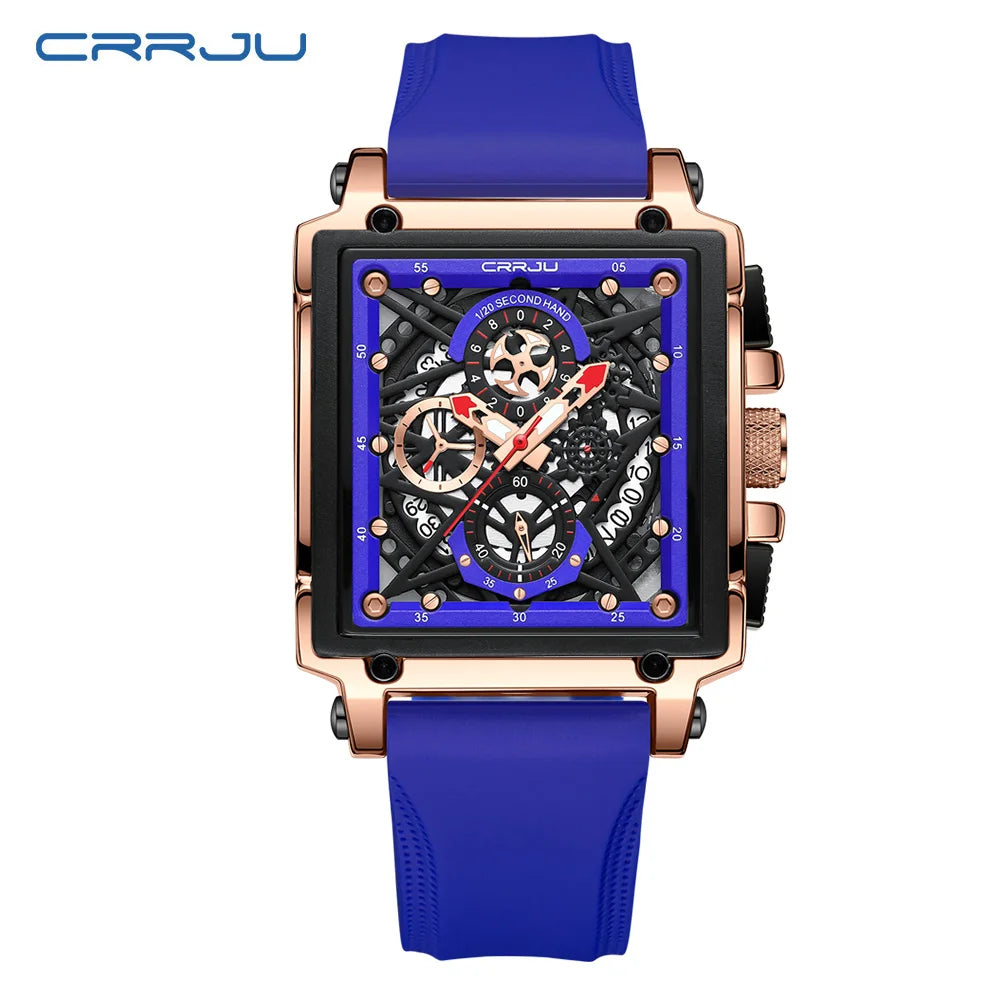 CRRJU Men's Chronograph Sports Watch - Silicone Strap