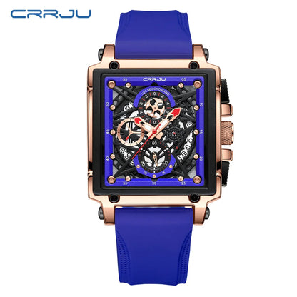 CRRJU Men's Chronograph Sports Watch - Silicone Strap