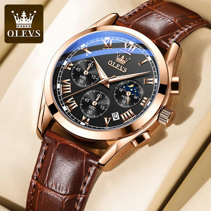 OLEVS 2871 Man Watch Chronograph Waterproof Moon Phase Multifunction Men's Wristwatch Luxury Quartz Watch Men