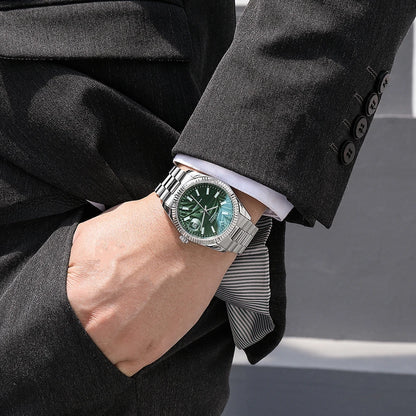 NEW 2025 CADISEN 40MM Palm Leaf Dial Mechanical Wristwatch Luxury Automatic Watch Men MIYOTA 8215 Clock Olive Green Watch