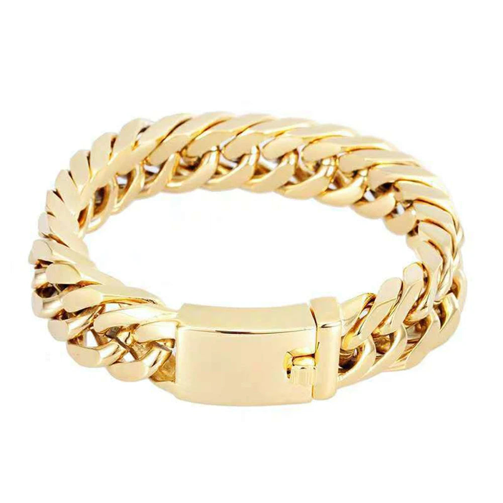 Alloy Chain Bracelet Streetwear Jewelry Fashion Men Bikers Bracelet with Buckle Solid Color for Gift for Party Wedding Travel