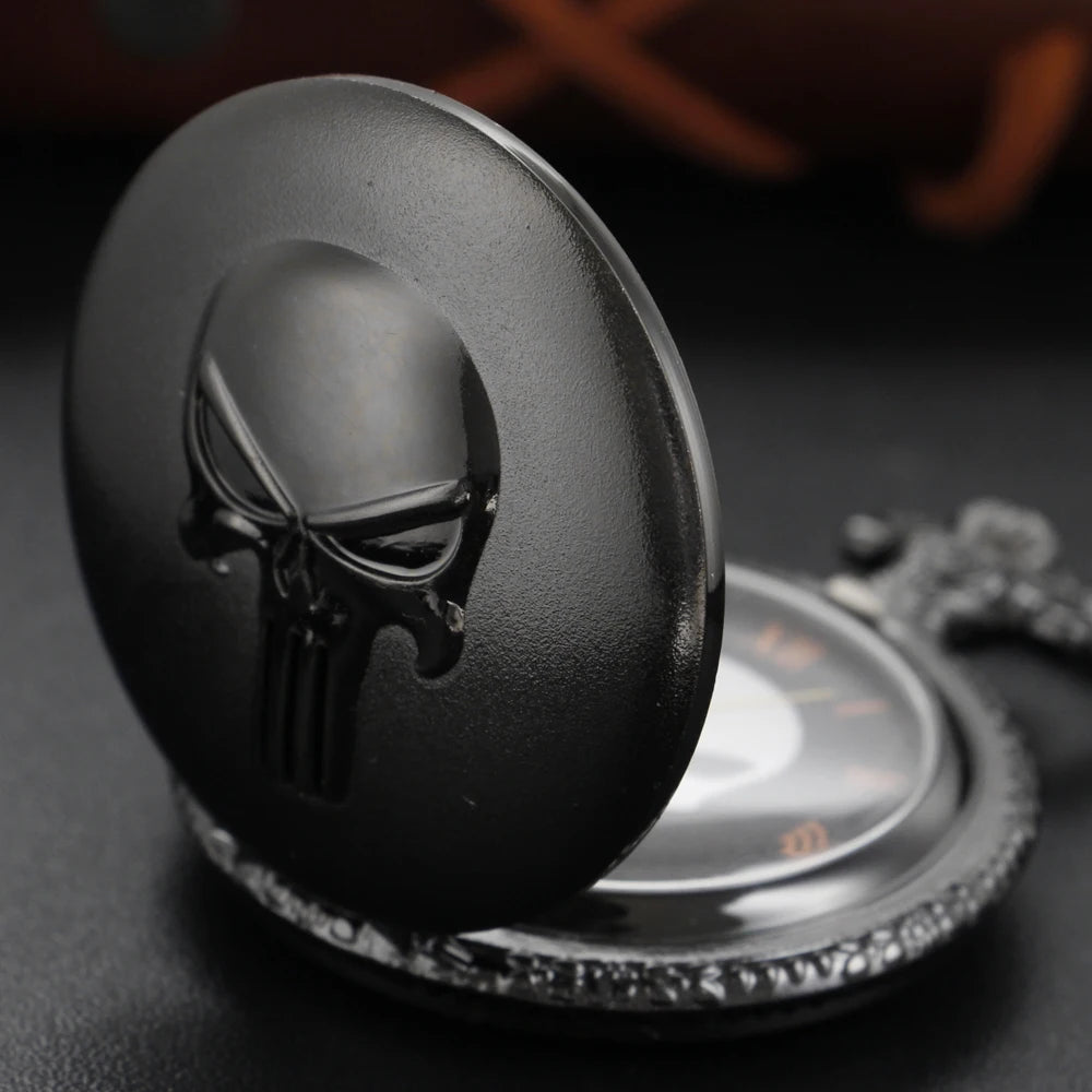 Relógio de bolso de quartzo punk a vapor preto super rebelde forças especiais herói fob corrente relógio pingente colar presente das crianças dos homens