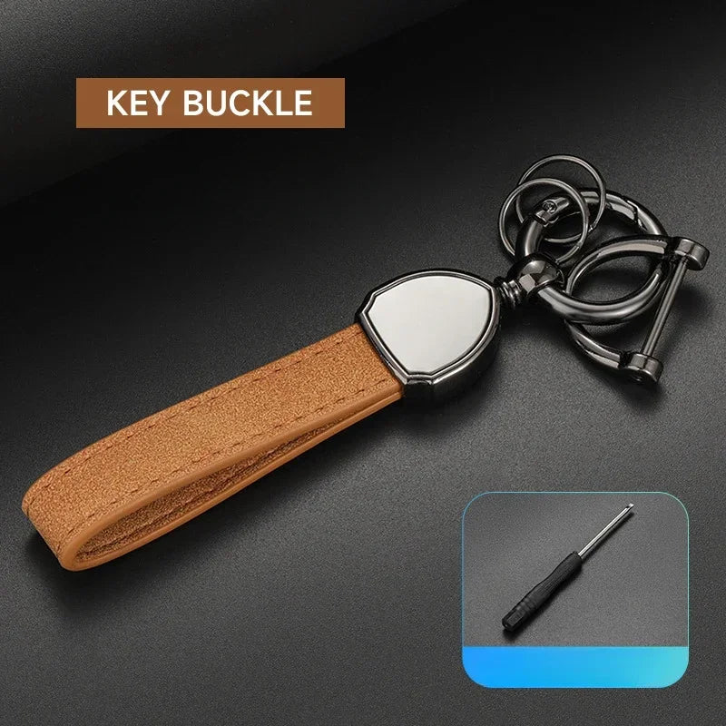 Suede Leather Keychain with Custom Metal Logo