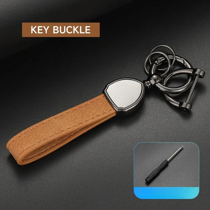 Suede Leather Keychain with Custom Metal Logo