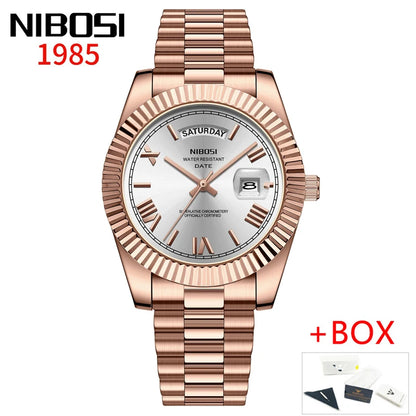 Luxury Red Gold Quartz Watch for Men - Nibosi