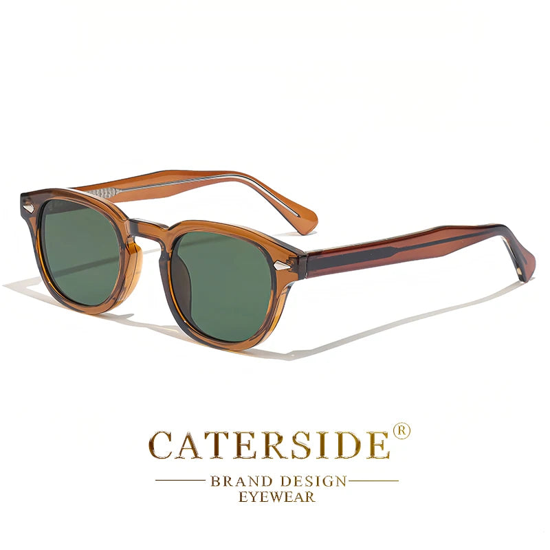CATERSIDE Retro Round Men Sunglasses Punk Propionic Acid Pin Temple Luxury Sun Glasses Women Sports Leisure Party Eyewear UV400