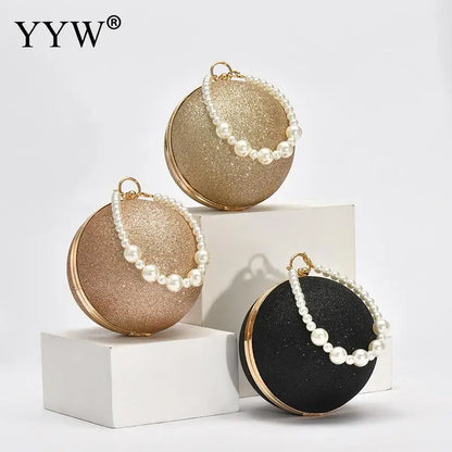 Saco de embreagem noite de casamento para mulheres, bolsas redondas, bolsas crossbody, bolsas de ombro, ouro rosa, bolsa festa