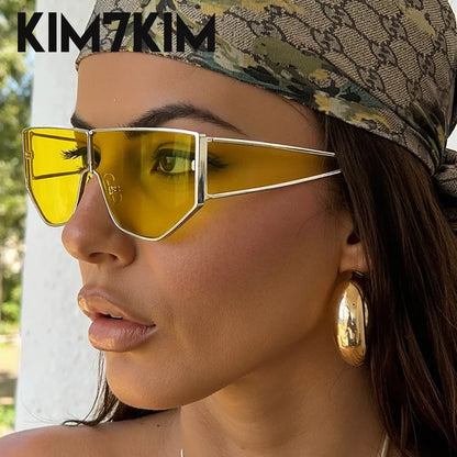 Steampunk Polygon Shield Sunglasses Women 2025 Luxury Brand Night Vision UV400 Windproof Sunglass For Lady Retro Trendy Shades