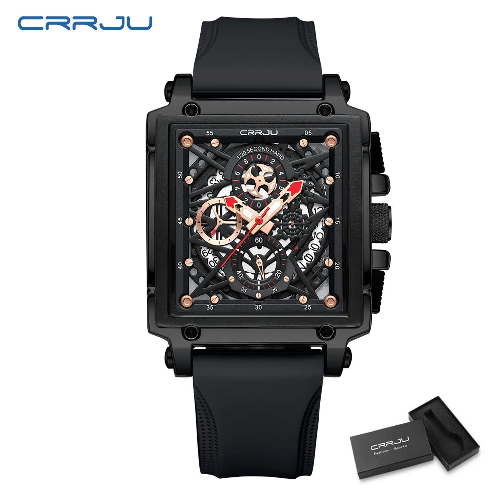 CRRJU Men's Chronograph Sports Watch - Silicone Strap