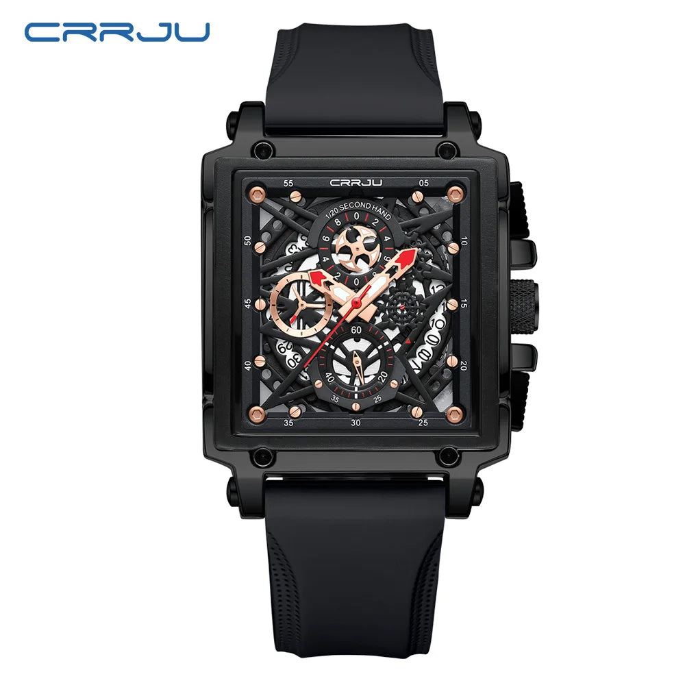 CRRJU Men's Chronograph Sports Watch - Silicone Strap
