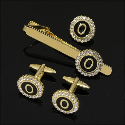 Elegant Initial Cufflinks & Tie Clip Set - Men's Jewelry