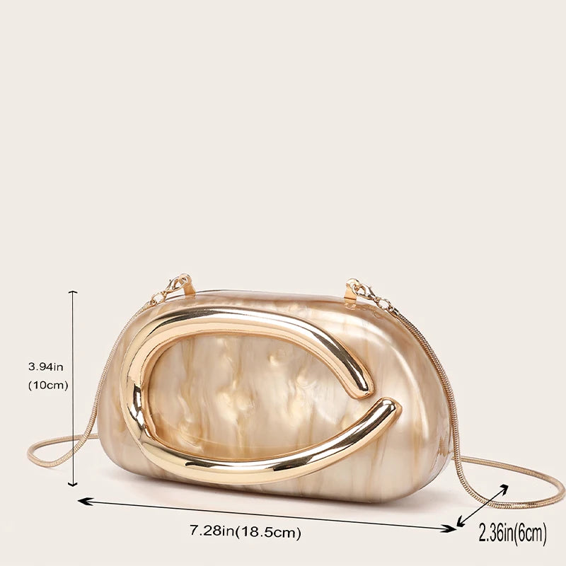 Mulheres acrílico caixa de embreagem bolsa alça metal saco noite na moda senhoras ombro crossbody bolsa para casamento baile cocktail festa