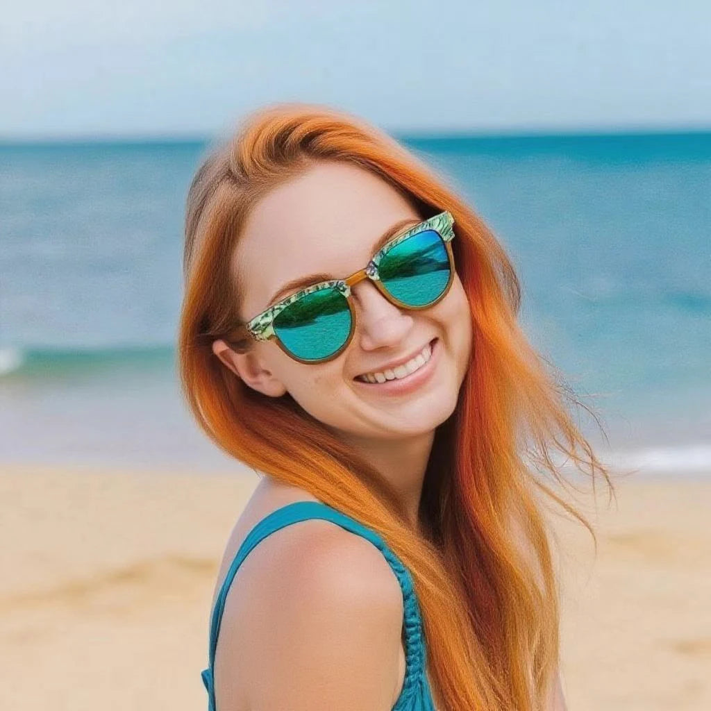 Óculos de sol Abalone Seashell Wood para homens e mulheres, óculos de luxo, lentes polarizadas Ice Blue, moda, amantes, melhor presente