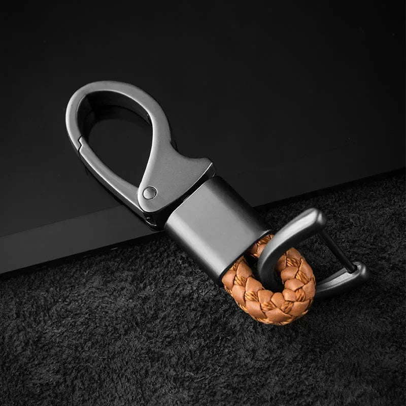 Chaveiro com logotipo personalizado de couro, corda de tecelagem de super fibra, gravação a laser, nome do carro, chaveiro personalizado com número da empresa