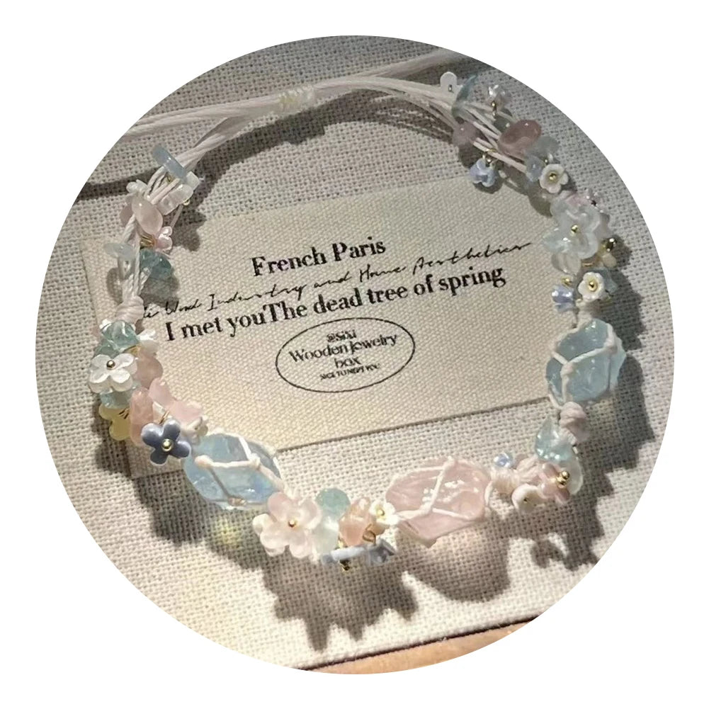 DIY Crystal Bracelet Material Pack Aesthetic Natural Stone Bracelet Exquisite Colorful Gravel Bead Bracelet for Crystal Lovers