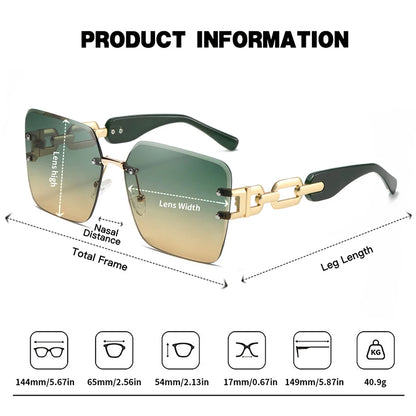 Juncture moda feminina óculos de sol sem aro óculos de sol grande quadro gradiente senhora óculos festa presentes do feriado óculos de sol para mulher