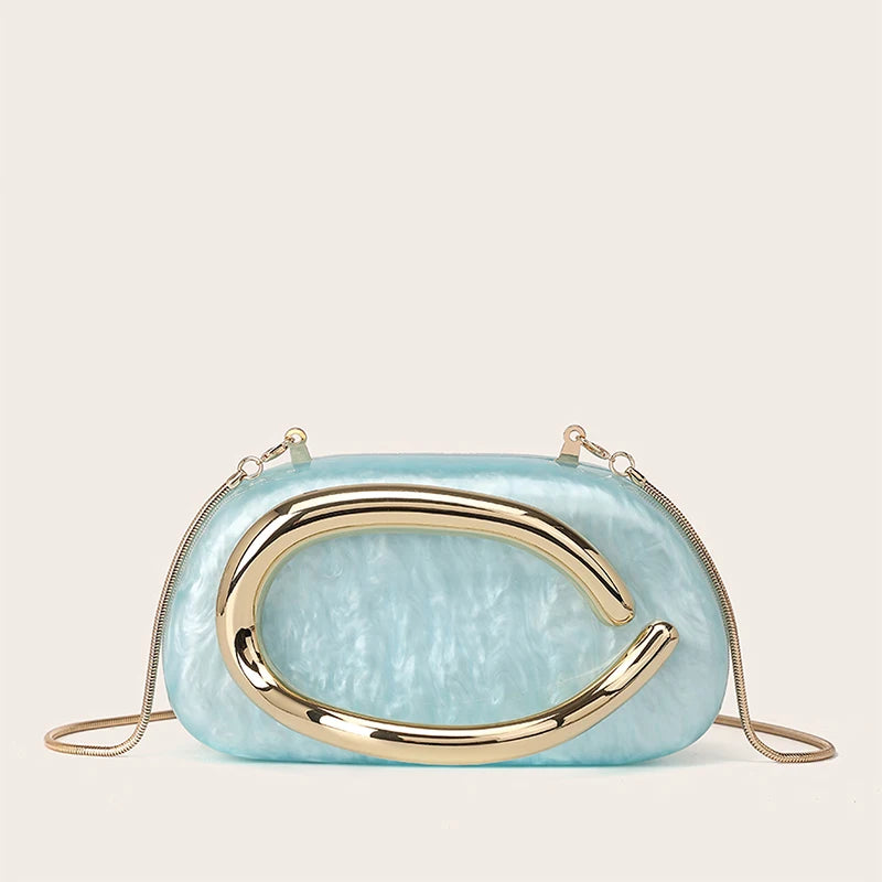 Elegant Acrylic Clutch with Metal Handle