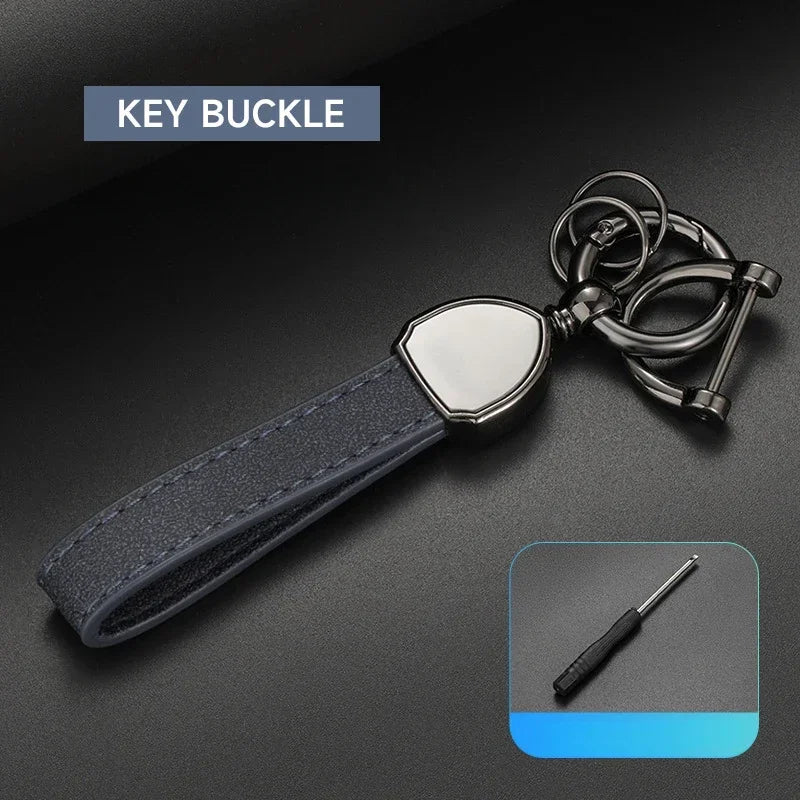 Suede Leather Keychain with Custom Metal Logo