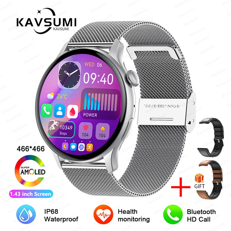 2025 NFC Smart Watch Amoled HD GPS Track Sports Heart Rate Bluetooth Call Waterproof Ladies Women Smartwatch For Huawei Xiaomi