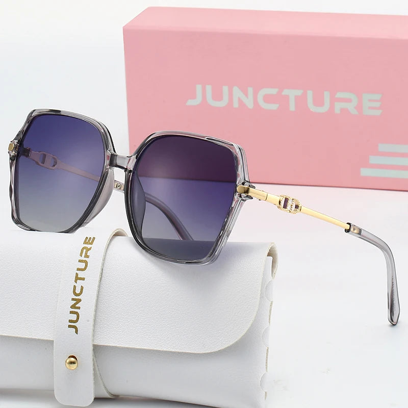 Juncture polarizado feminino óculos de sol moda quadrado óculos de sol gradiente senhora óculos festa presentes do feriado óculos de sol para mulher