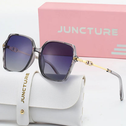 Juncture polarizado feminino óculos de sol moda quadrado óculos de sol gradiente senhora óculos festa presentes do feriado óculos de sol para mulher