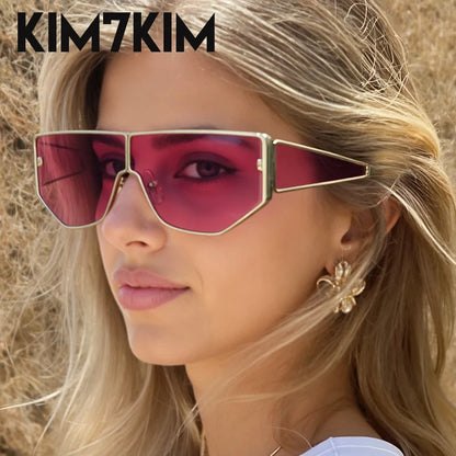 Steampunk Polygon Shield Sunglasses Women 2025 Luxury Brand Night Vision UV400 Windproof Sunglass For Lady Retro Trendy Shades