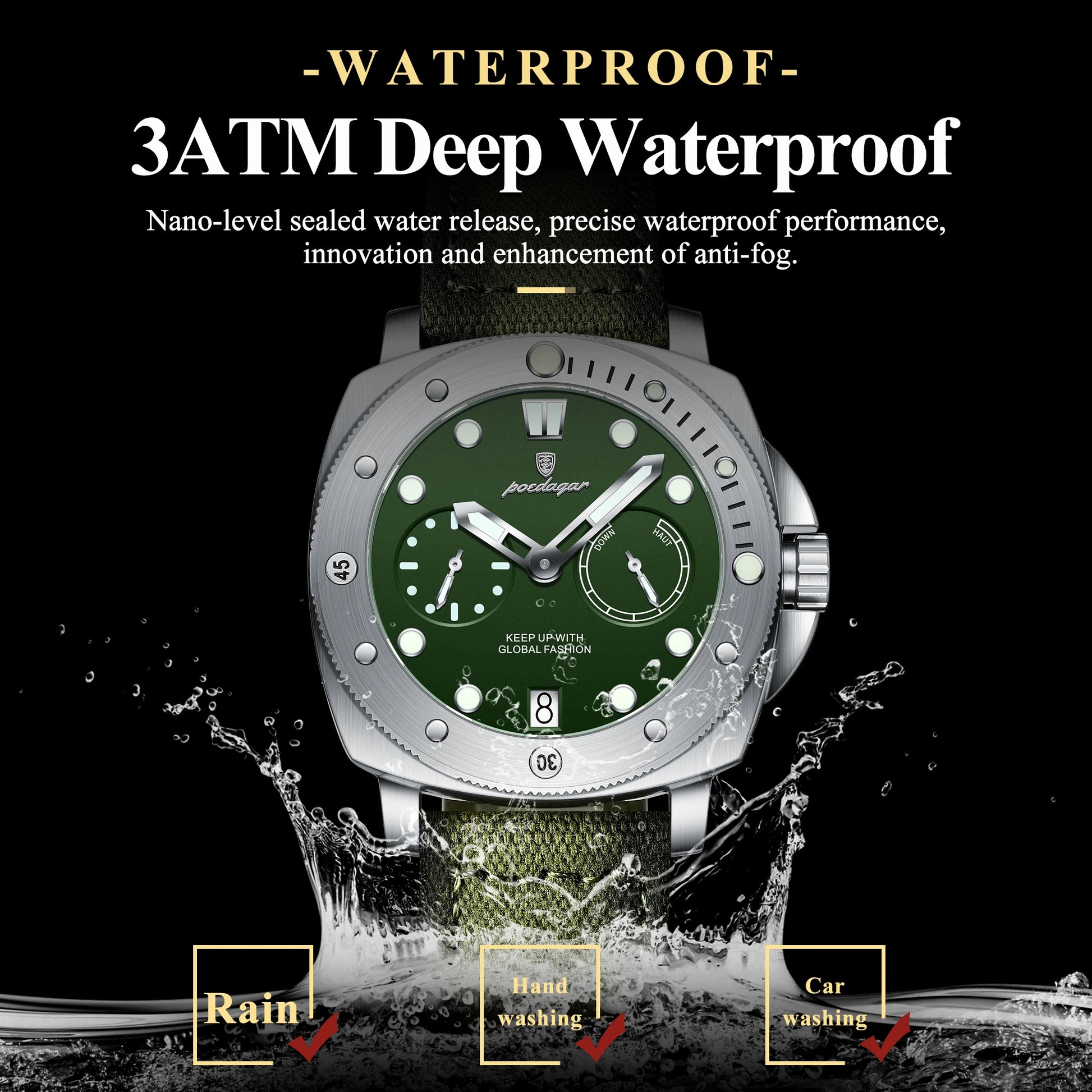 POEDAGAR High Quality Military Watch For Man Waterproof Luminous Date Fashion Men Clock Nylon Leather Quartz Men's Watches Reloj