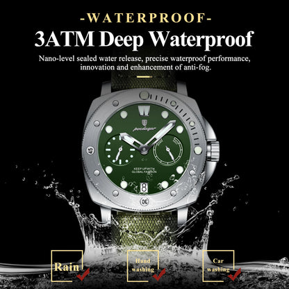 POEDAGAR High Quality Military Watch For Man Waterproof Luminous Date Fashion Men Clock Nylon Leather Quartz Men's Watches Reloj