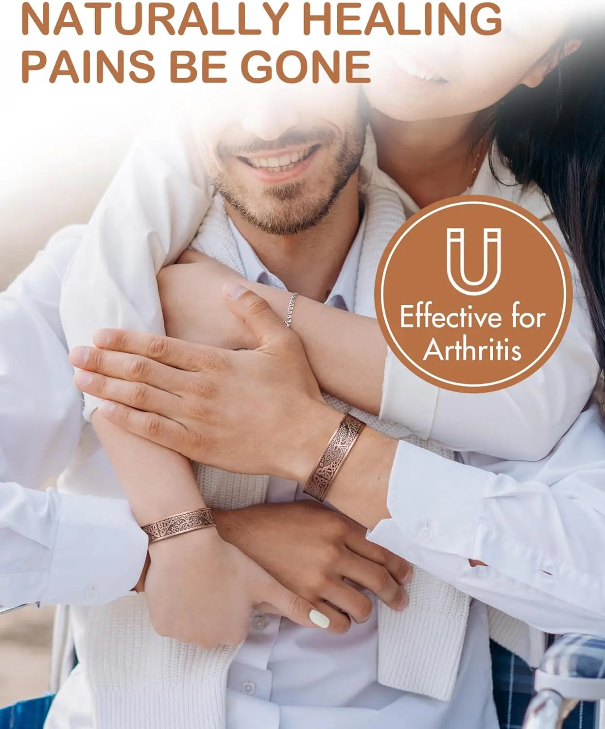 ARADOO Copper Magnetic Bracelets for Men Women with Neodymium Magnets Tree of Life Pure Copper Cuff Bangle Jewelry Gift