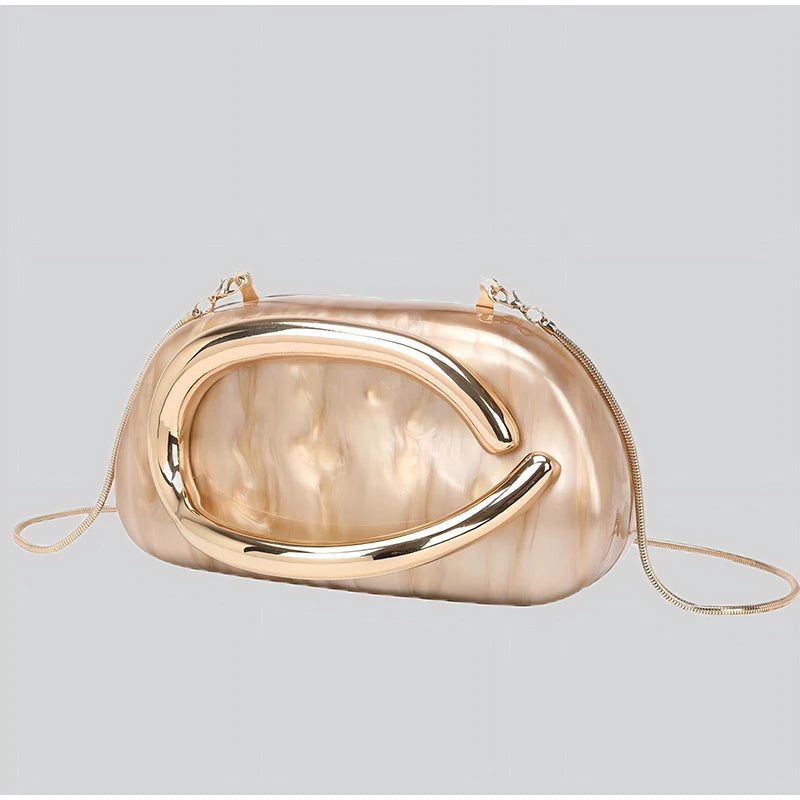 Champanhe ouro luxo banquete embreagem high-end moda acrílico alça de ouro bolsa de ombro para mulheres verde esmeralda mármore sacola