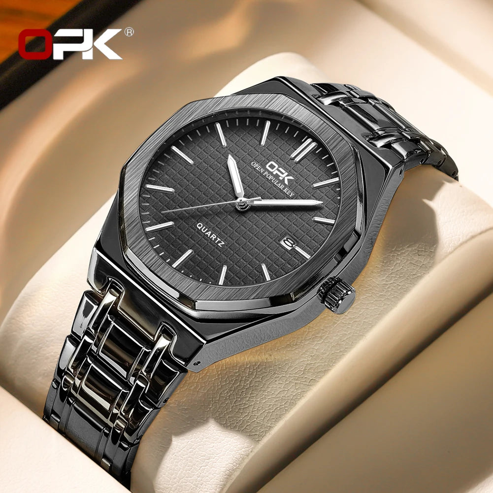 OPK 8139 Luminous Waterproof Stainless Steel Watch