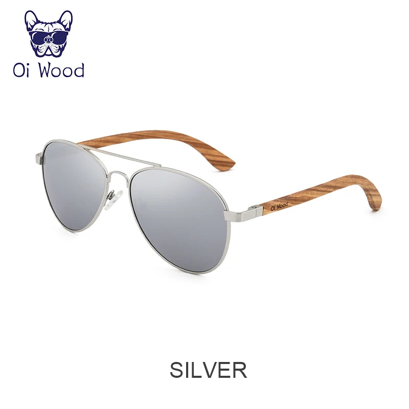 Oi Wood Sunglasses Pilot Sun Glasses Men Women Polarized Eyewear Blue Uv400 Lens