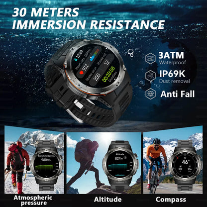 2025 popular ao ar livre gps esportes relógio inteligente masculino tela amoled bússola à prova dwaterproof água 500mah nfc hd chamada relógio inteligente para xiaomi