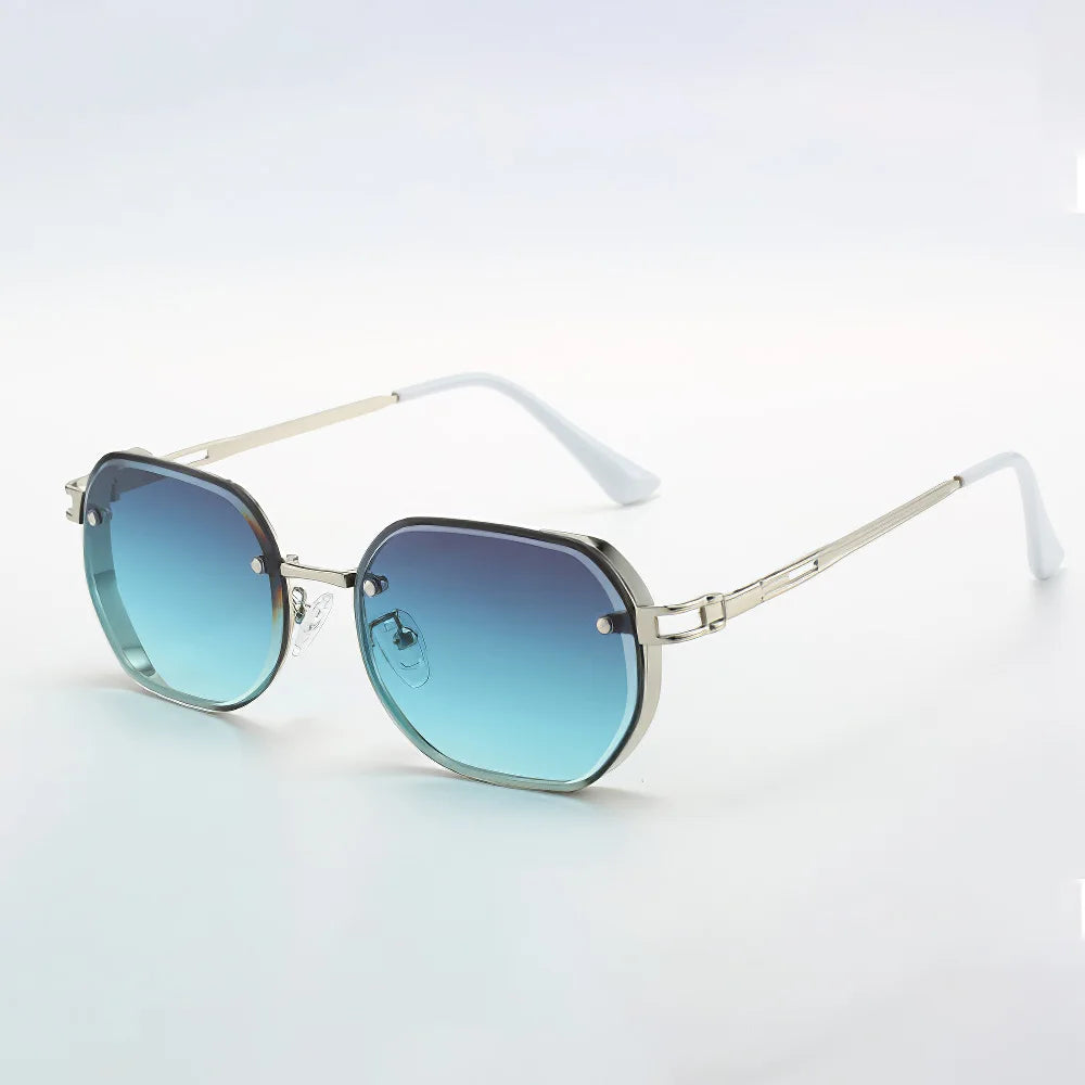 Elegant Black Frame Women's Sunglasses with Gold Trim