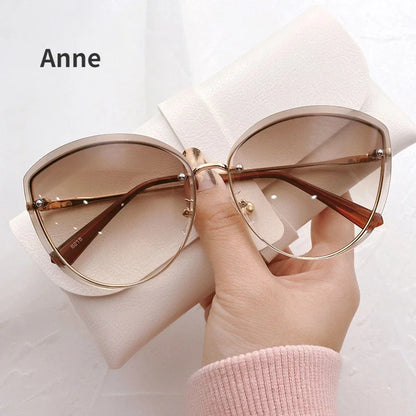 Elegant Rimless Women's Oval Sunglasses