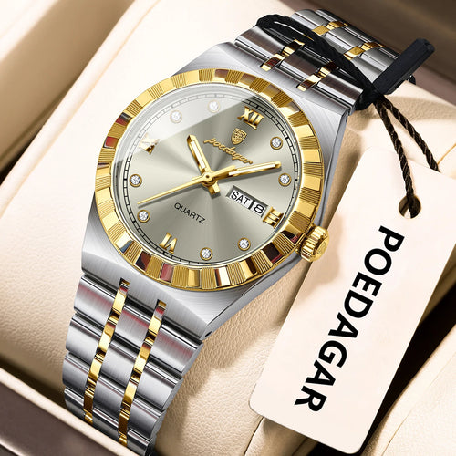 POEDAGAR Luxury Original Ladies Watch Luminous Waterproof Week Date Woman Wristwatch Stainless Steel Women Quartz Watches Female