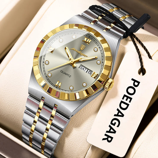 POEDAGAR Luxury Original Ladies Watch Luminous Waterproof Week Date Woman Wristwatch Stainless Steel Women Quartz Watches Female